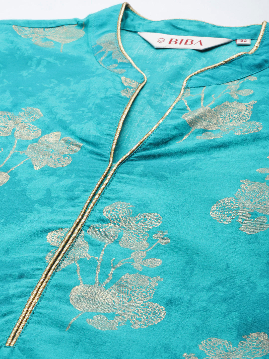 Biba Women Blue Ethnic Motifs Printed Pure Cotton Kurta with Palazzos & With Dupatta - Distacart