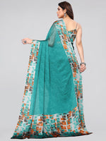 Thumbnail for Kalini Teal & Grey Chiffon Saree - Distacart