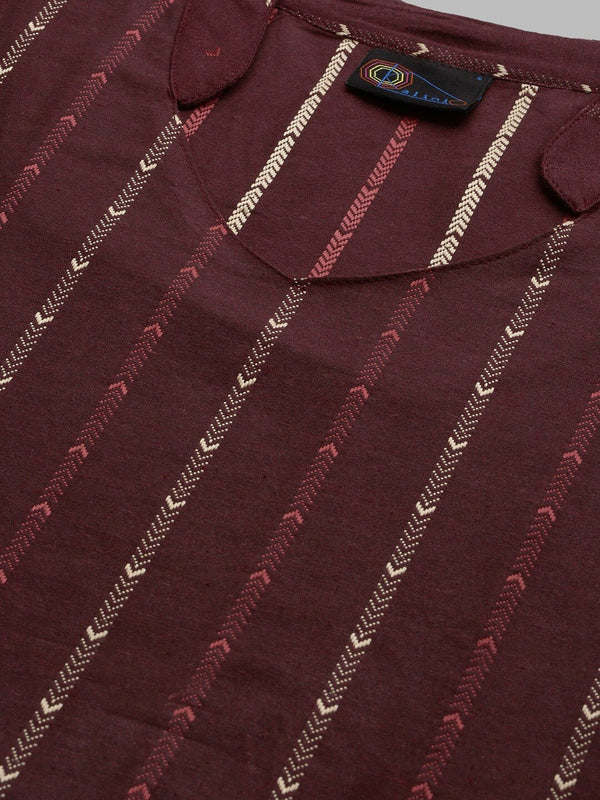 Kalini Mandarin Collar Woven Design Kurta with Trousers - Distacart