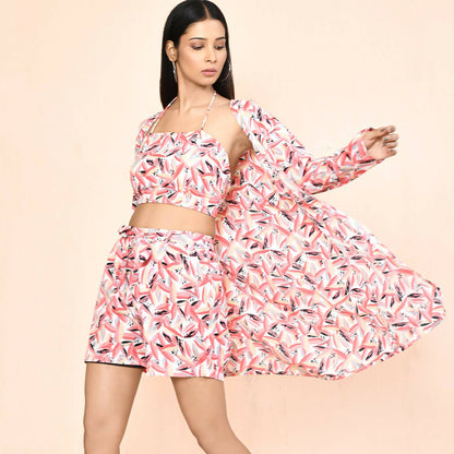 Pink Platinum Creap Printed Co-Sets - Femella - Distacart
