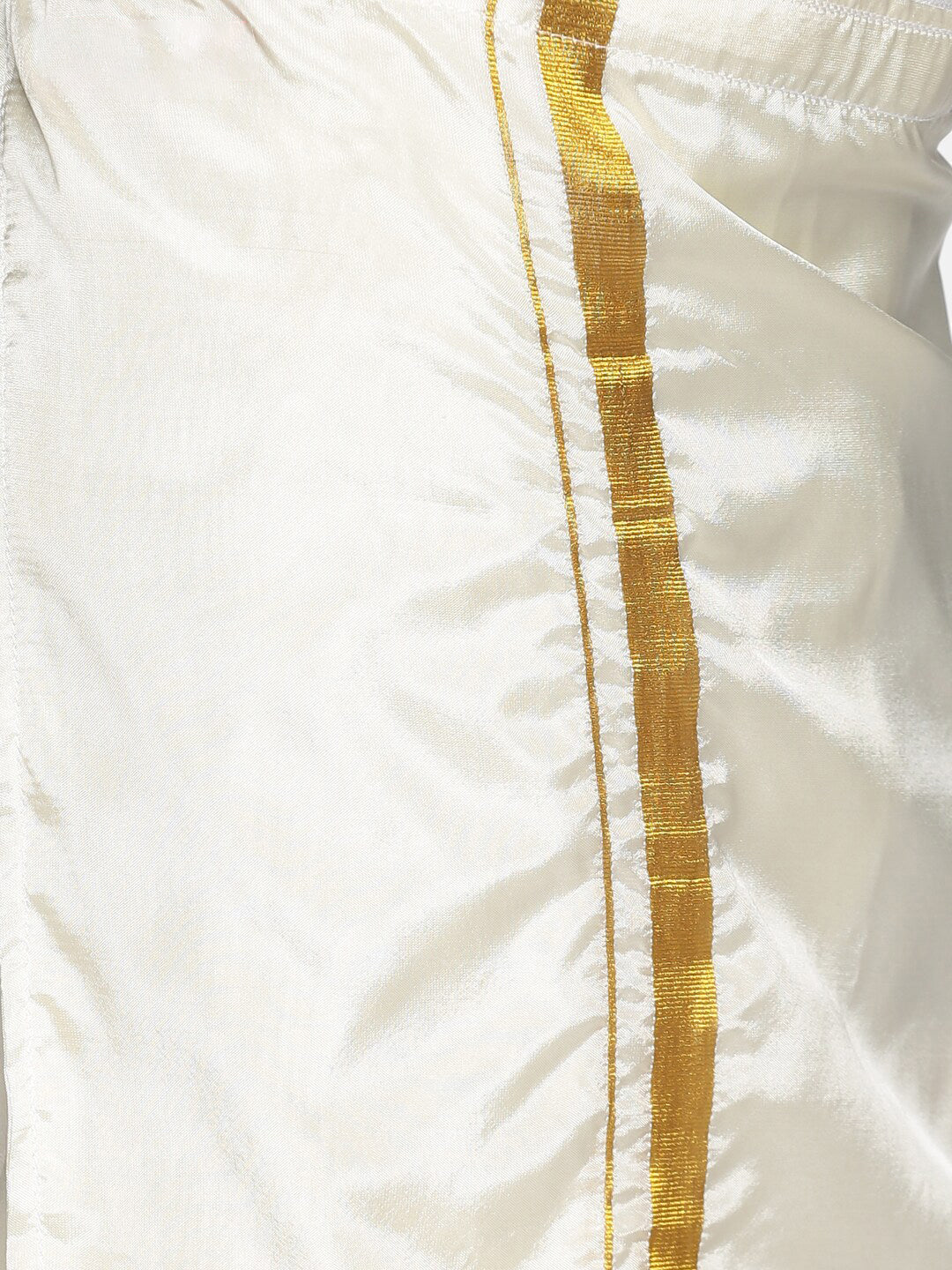 Sethukrishna Boys White & Gold-Toned Pure Cotton Shirt with Dhoti Set - Distacart