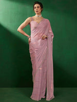 Thumbnail for Sangria Striped Embellished Saree - Distacart