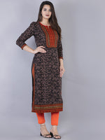 Thumbnail for Kalini Women Brown Geometric Printed Flared Sleeves Thread Work Kurta - Distacart