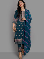 Thumbnail for Kalini Ethnic Motifs Embroidered Zardozi Kurta & Trousers With Dupatta - Distacart