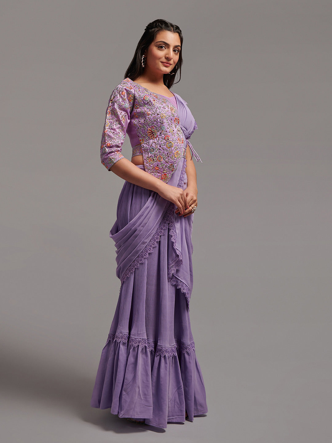 Kalini Embellished Pure Georgette Ready to Wear Saree - Distacart