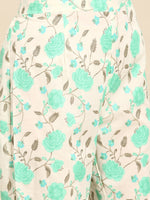 Thumbnail for Sangria Floral Printed Angrakha Sequinned Pure Cotton Kurta With Trousers - Distacart