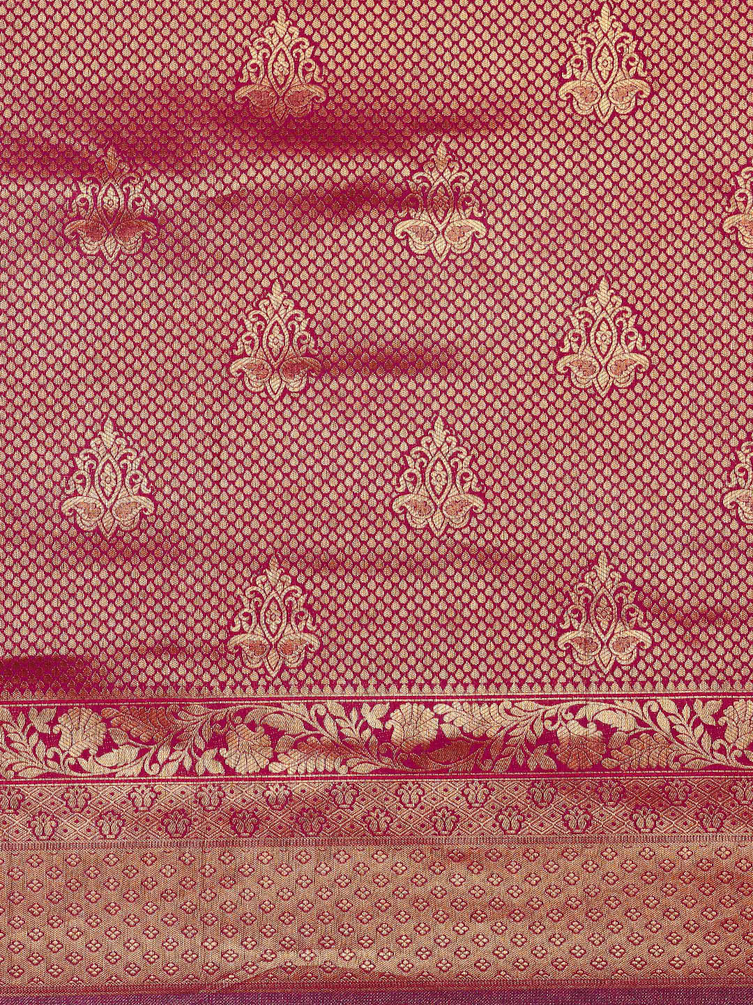 Saree Mall Magenta Ethnic Motifs Zari Silk Blend Banarasi Saree - Distacart