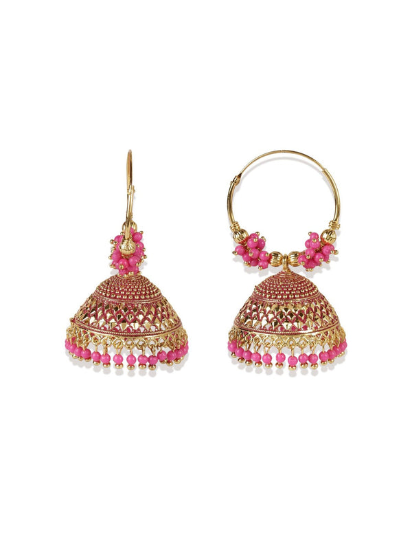Gold-Plated Alloy Hoop And Jhumki Earrings - The Pari - Distacart