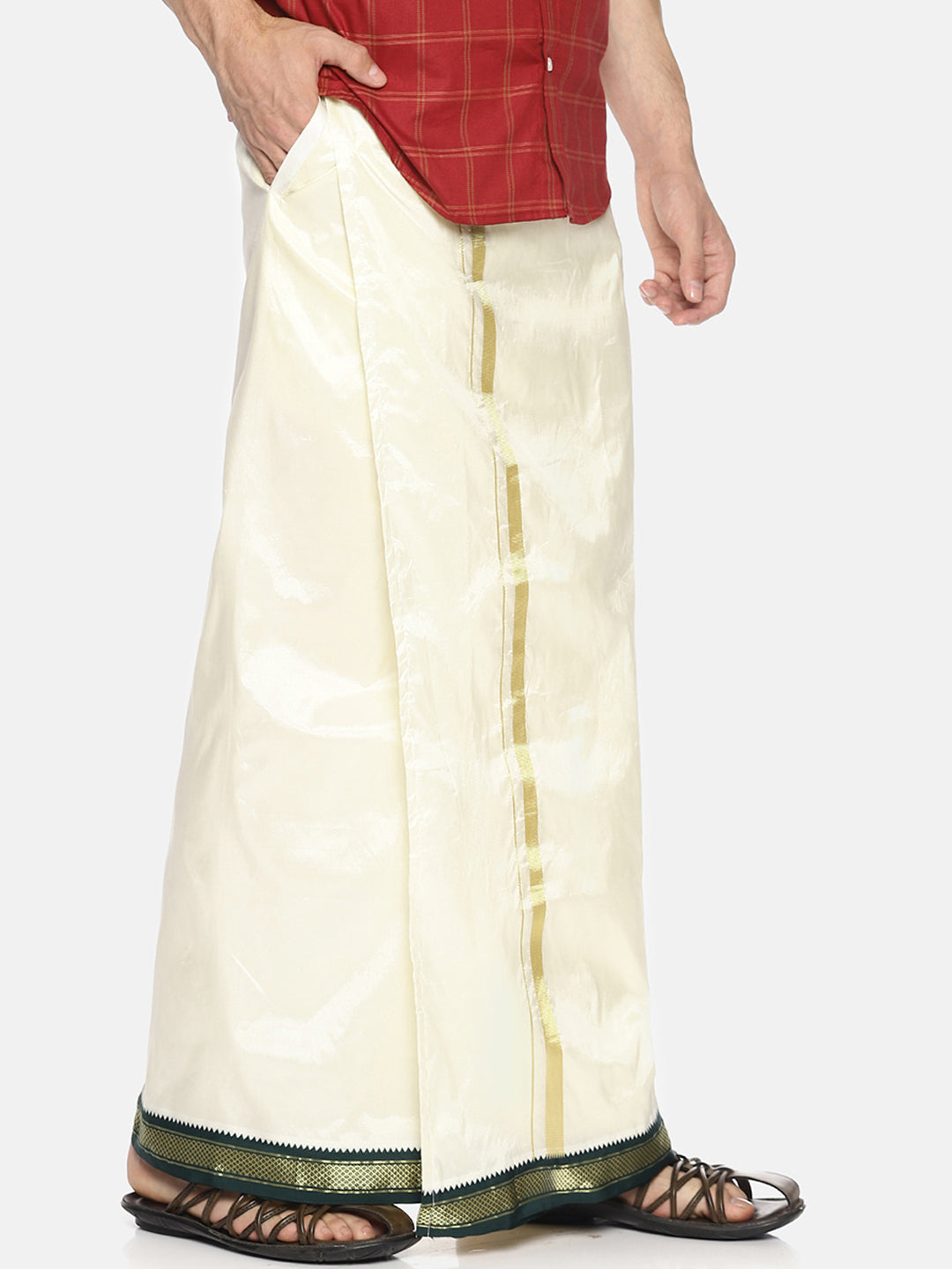 Sethukrishna Cream-Coloured Solid Readymade Dhoti For Men - Distacart