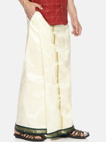 Thumbnail for Sethukrishna Cream-Coloured Solid Readymade Dhoti For Men - Distacart