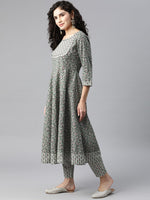 Thumbnail for Kalini Women Green Floral Printed Gotta Patti Pure Cotton Kurta With Trousers & Dupatta - Distacart