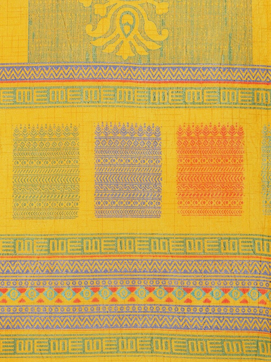 Kalini Yellow & Green Ethnic Motifs Fusion Saree - Distacart