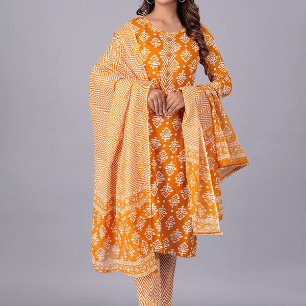 Kalini Floral Printed Gotta Patti Straight Kurta With Trousers & Dupatta - Distacart