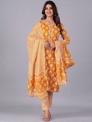 Kalini Floral Printed Gotta Patti Straight Kurta With Trousers & Dupatta - Distacart