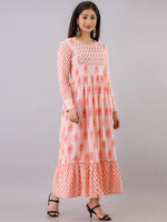 Thumbnail for Kalini Women Peach-Coloured Ethnic Motifs Printed Kurta - Distacart