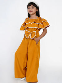 Thumbnail for NOZ2TOZ Mustard Yellow Solid Basic Jumpsuit For Girls - Distacart