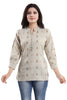 Snehal Creations Beige Cotton Blended Casual Short Tunic Top - Distacart