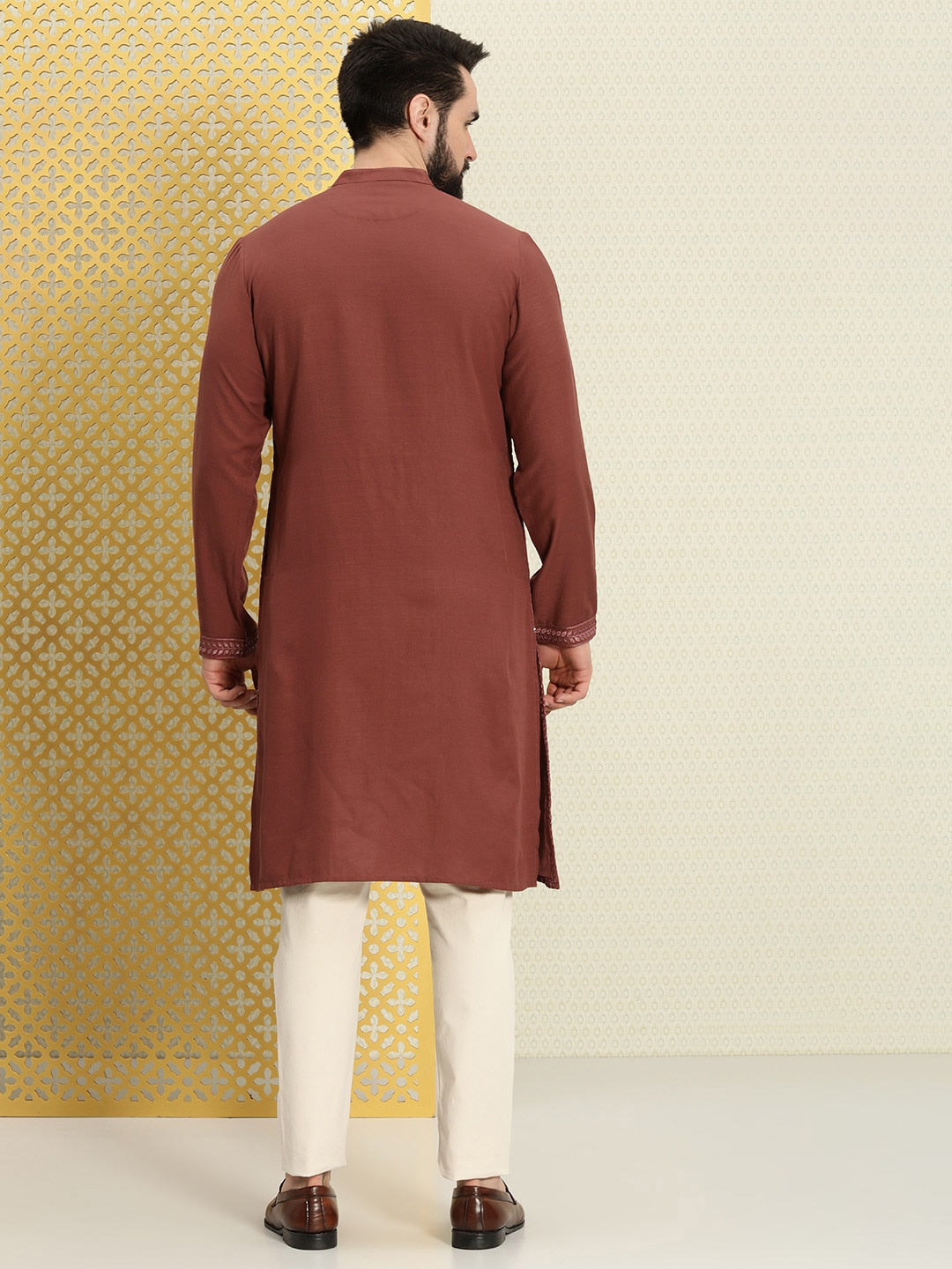 House of Pataudi Men Floral Embroidered Sequined Floral Jashn Kurta - Distacart