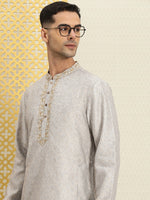 Thumbnail for House of Pataudi Men Floral Printed Mandarin Collar Jashn Kurta - Distacart
