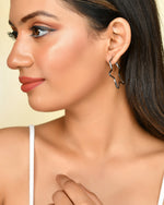Thumbnail for VOJ Women Rhodium Tonned Star Shape Stainless Steel Hoop Earrings - Distacart