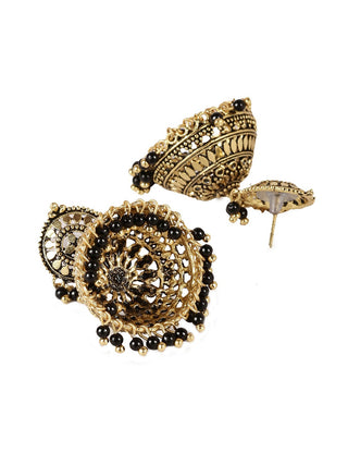Gold-Plated Alloy Designer Brass Jhumki Earrings - The Pari - Distacart