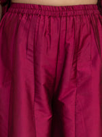 Thumbnail for NOZ2TOZ Burgundy Embroidered Kurta with Sharara & With Dupatta For Girls - Distacart
