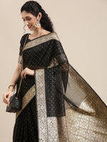 Thumbnail for Saree Mall Black Woven Design Zari Silk Blend Banarasi Saree - Distacart