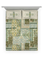 Thumbnail for DDecor Green & White Ethnic Motifs Cotton 140 TC King Bedsheet with 2 Pillow Covers - Distacart