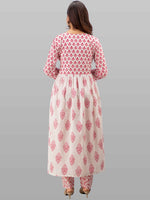 Thumbnail for Kalini White Floral Printed Angrakha Gotta Patti Pure Cotton Kurta with Trousers & Dupatta - Distacart
