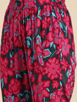 Thumbnail for Sangria Women Floral Printed Gathered A-Line Kurta with Trousers - Distacart