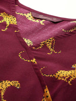 Thumbnail for Sangria Animal Print Angrakha Kurta - Distacart
