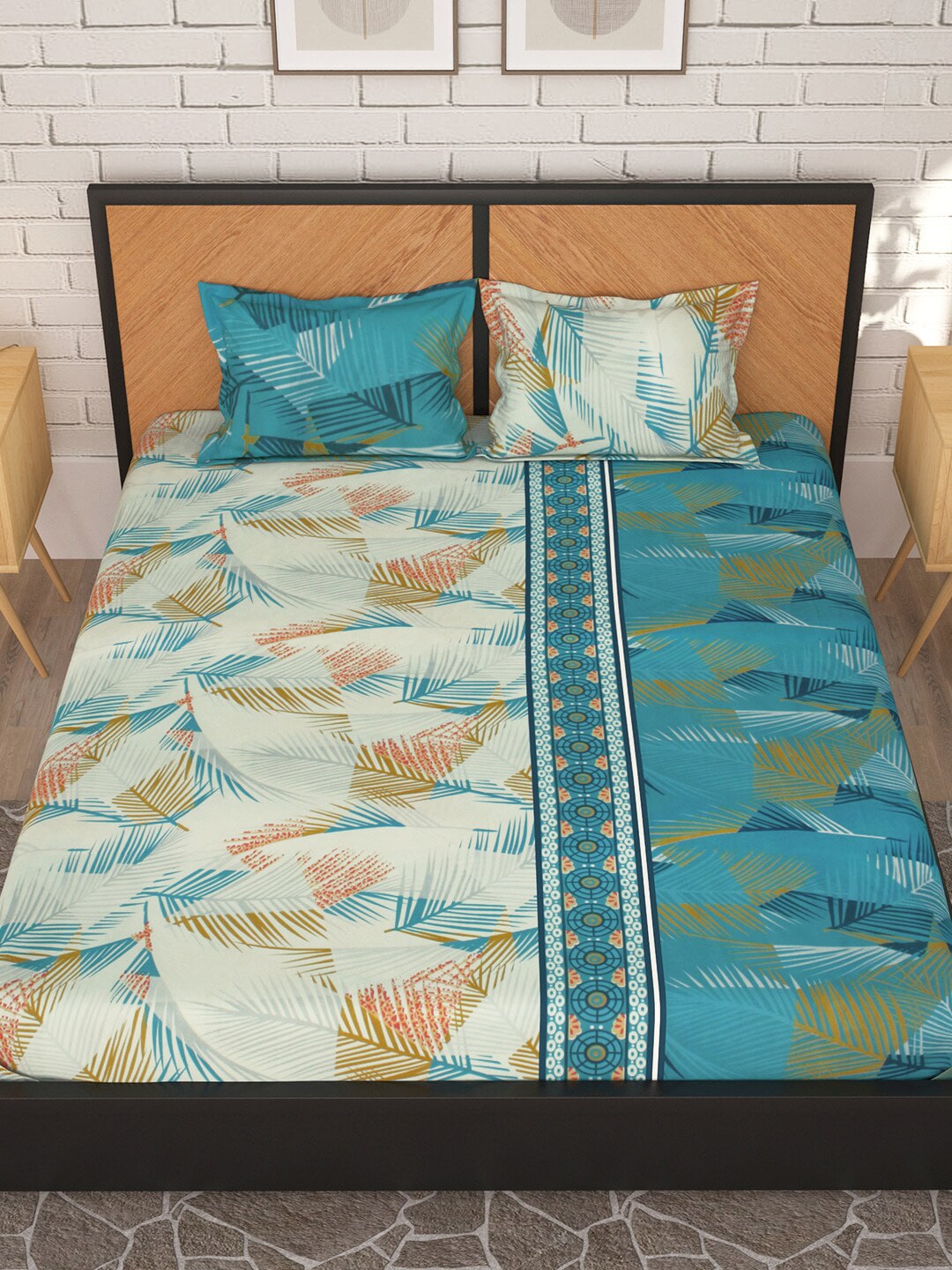 Story@home Blue & White Floral Microfiber 180 TC Queen Bedsheet With 2 Pillow Covers - Distacart