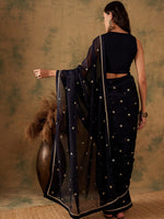 Thumbnail for Sangria Floral Sequin Embroidered Organza Sarees - Distacart