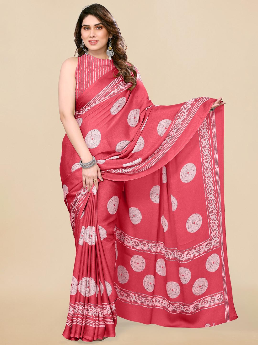 Kalini Batik Chiffon Block Print Saree - Distacart