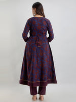 Thumbnail for Kalini Women Coffee Brown Ethnic Motifs Printed Angrakha Kurta with Churidar & With Dupatta - Distacart
