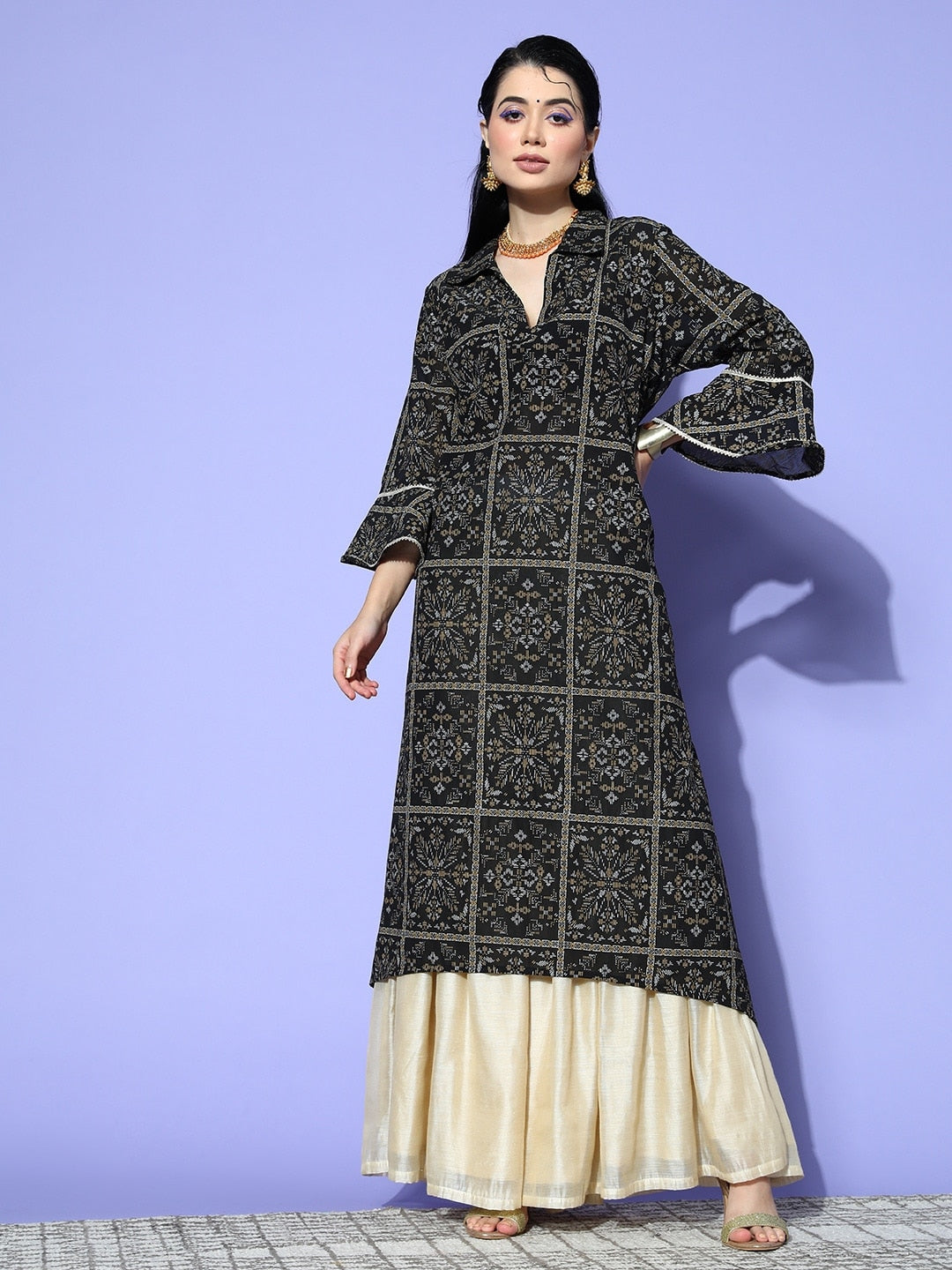 Sangria Women Black New Neckline Kurta - Distacart