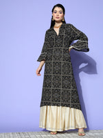 Thumbnail for Sangria Women Black New Neckline Kurta - Distacart