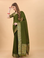 Thumbnail for Kalini Sea Green & Gold-Toned Zari Pure Silk Saree - Distacart