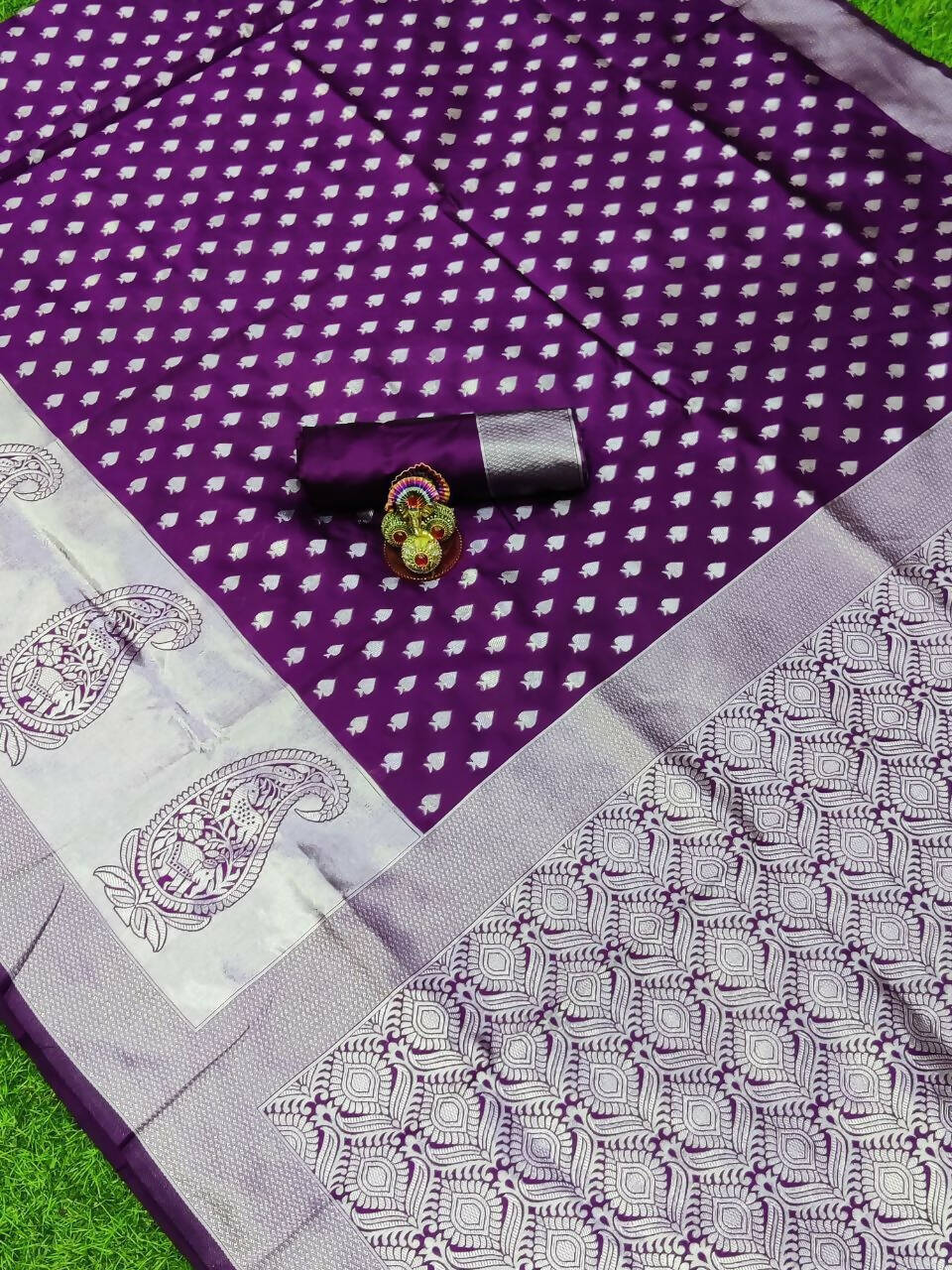 DEIANA'S Beautiful Golden Jari with New Design Soft Lichi Silk Saree - Wine - Distacart