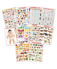 Thumbnail for Dreamland Educational Charts - Combo 1 (10 Charts) : Children Early Learning Laminated Chart - Distacart