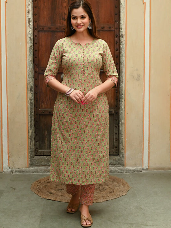 Kalini Kalini Women Floral Printed Kurta with Trousers - Distacart