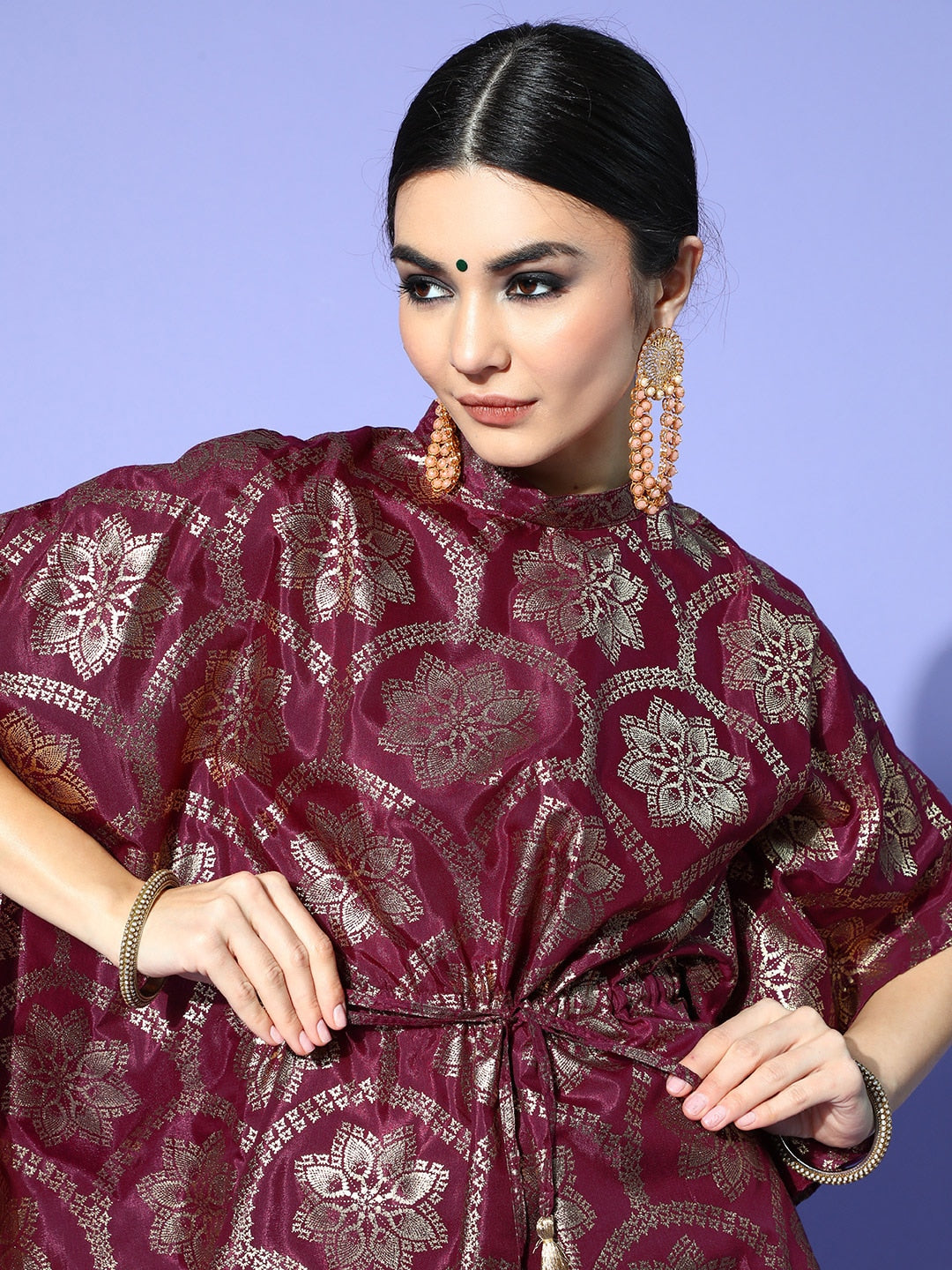 Sangria Deep Burgundy Polyester New Age Kaftan Kurta - Distacart
