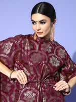 Thumbnail for Sangria Deep Burgundy Polyester New Age Kaftan Kurta - Distacart