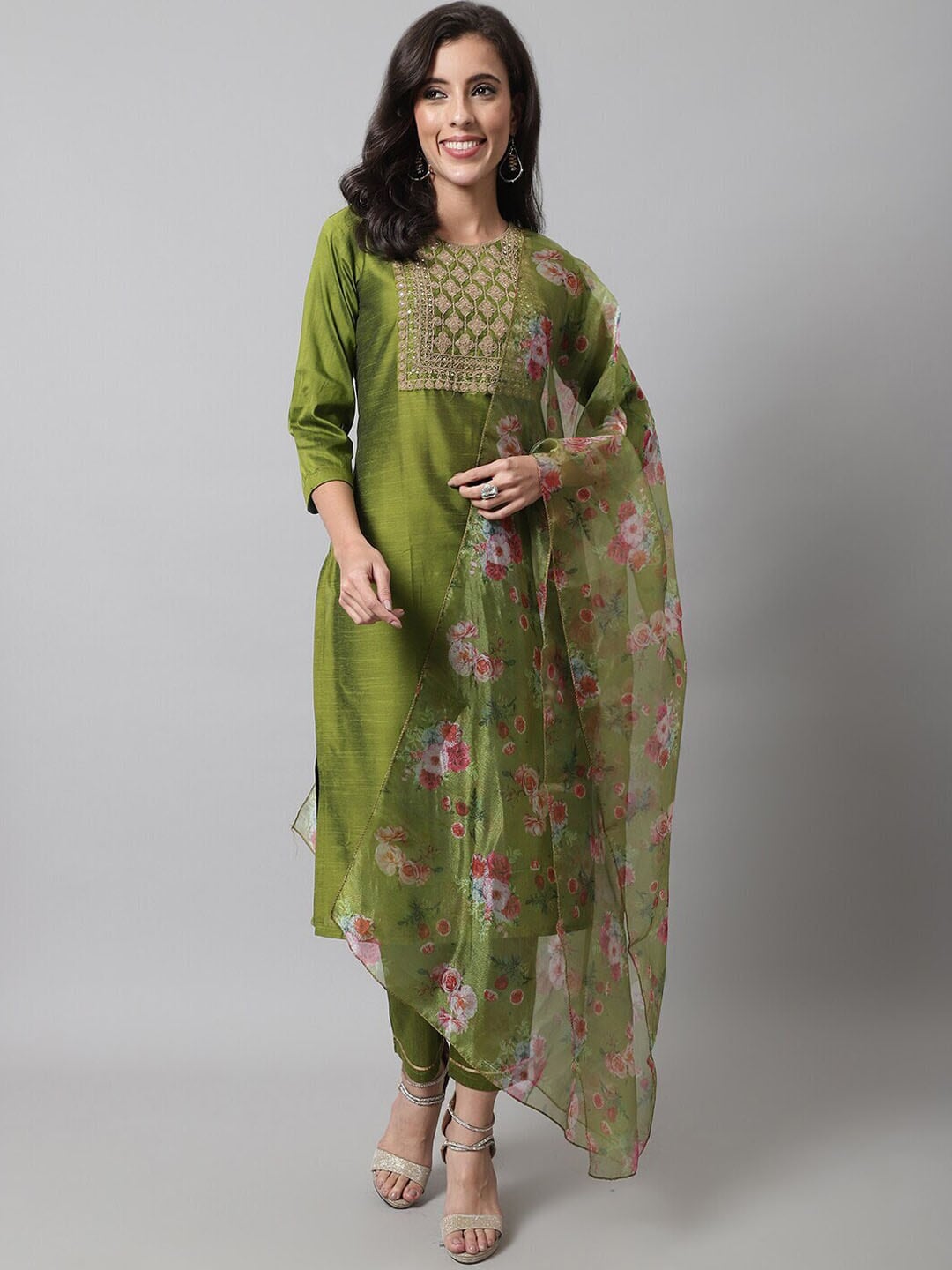 Kalini Ethnic Motifs Embroidered Sequined Kurta with Trousers & Dupatta - Distacart