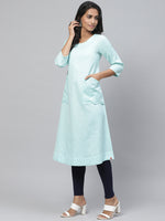 Thumbnail for Biba Women Blue Solid A-Line Kurta - Distacart