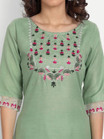 Thumbnail for Kalini Floral Yoke Design Regular Thread Work Kurta with Trousers & With Dupatta - Distacart