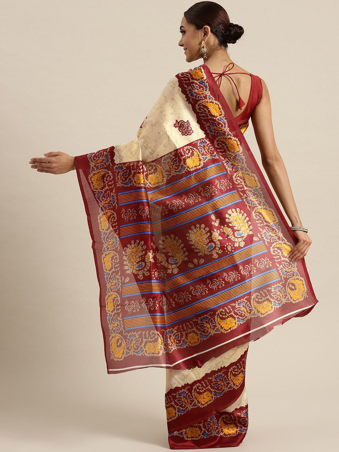 Saree Mall Ethnic Motifs Art Silk Ikat Sarees - Distacart