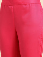 Thumbnail for Sangria Women Pink & Yellow Ethnic Motifs Printed Kurta with Trousers - Distacart