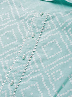 Thumbnail for HERE&NOW Women Green & White Bandhani Print Straight Kurta - Distacart