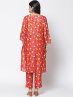 Thumbnail for Biba Women Red & Yellow Floral Printed Kurta with Palazzos - Distacart